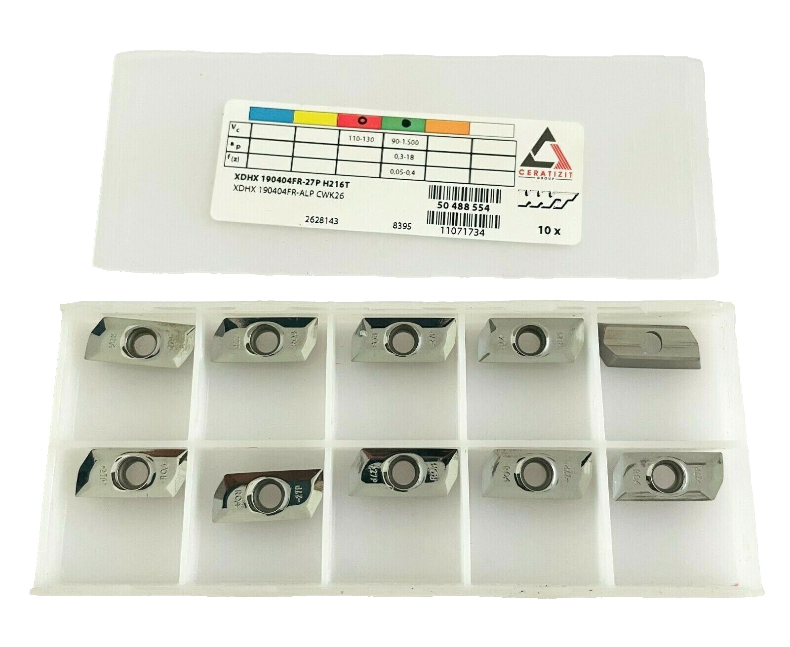CERATIZIT WNT CARBIDE MILLING INSERT XDHX190404FR-27P H216T ALUMINUM NEW 10 pcs.