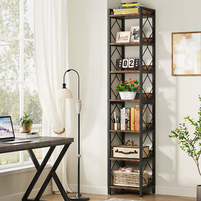 79'' Tall Narrow Bookshelf Skinny Bookcase Space Saving Display Rack Home Office