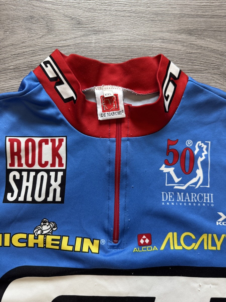 Vintage GT Cycling 1/4 Zip Jersey De Marchi Rock Shox Shimano