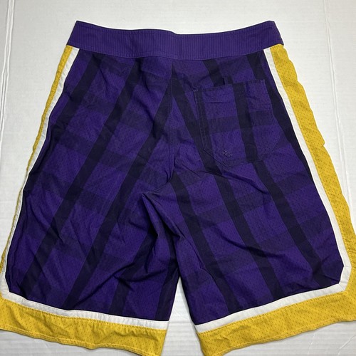 Nike 6.0 karierte Boardshorts Lakers Herren Größe 30 Medium lila gelb Baggy Skater - Bild 5 von 11