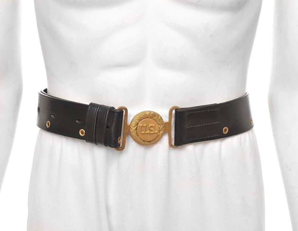 US Officers Black Leather Belt with Oak Leaves