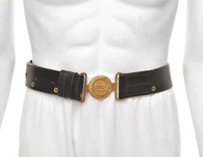 US Officers Black Leather Belt with Oak Leaves