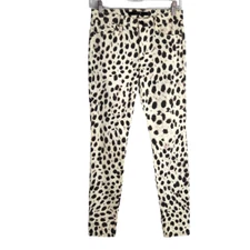 Joe's Jeans Skinny Ankle Leopard Print Jeans 26 Cotton Cream Black Gray Stretch