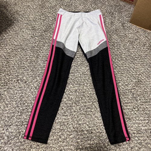 Girls Adidas Sz Large (14) Climalite Stretch Athletic Pants pink Gray Black Cute - Picture 8 of 8