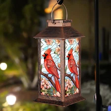 Solar Lantern Outdoor Waterproof Cardinal Garden Decor Solar LED Hanging Light