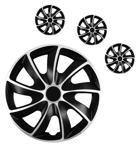 4X Enjoliveurs 15" Pour Disques 15 Pouces Noir / Argente Neuf Quad Lot De 4 Pcs - Imagen 1 de 4