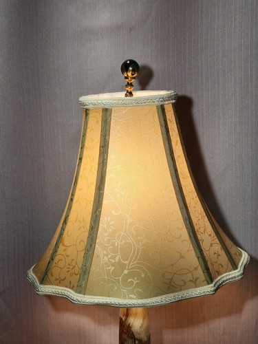 Antique GREEN ONYX MARBLE & BRASS Italian Style TABLE LAMP 29" Original Shade - Picture 4 of 23
