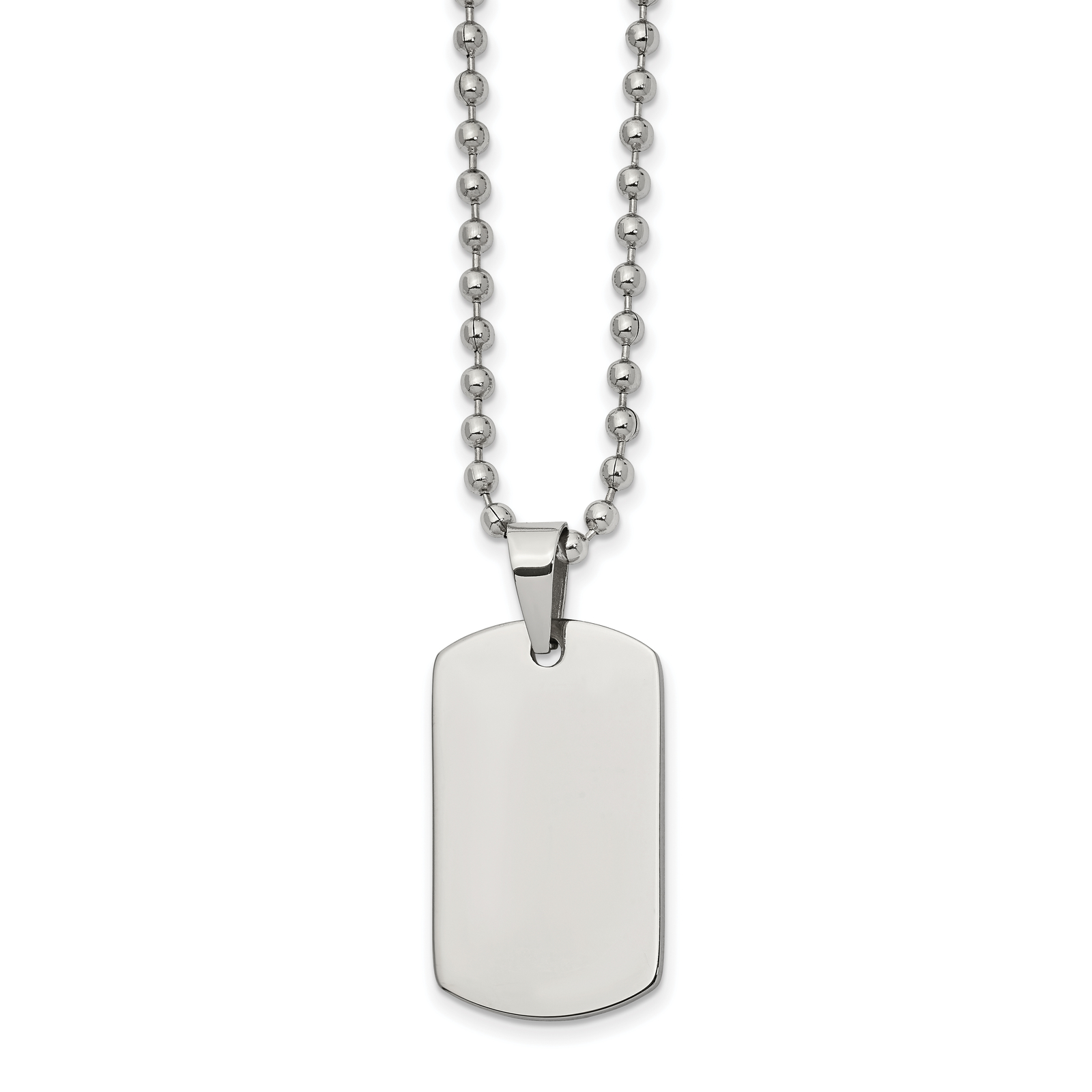 Solid Chisel Stnls Steel and Reversible Dog Tag Ball Chain Necklace - 22