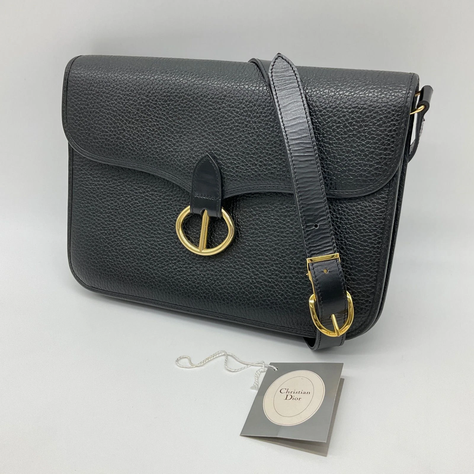 Sac bandoulière Christian Dior bandoulière CD cuir noir authentique