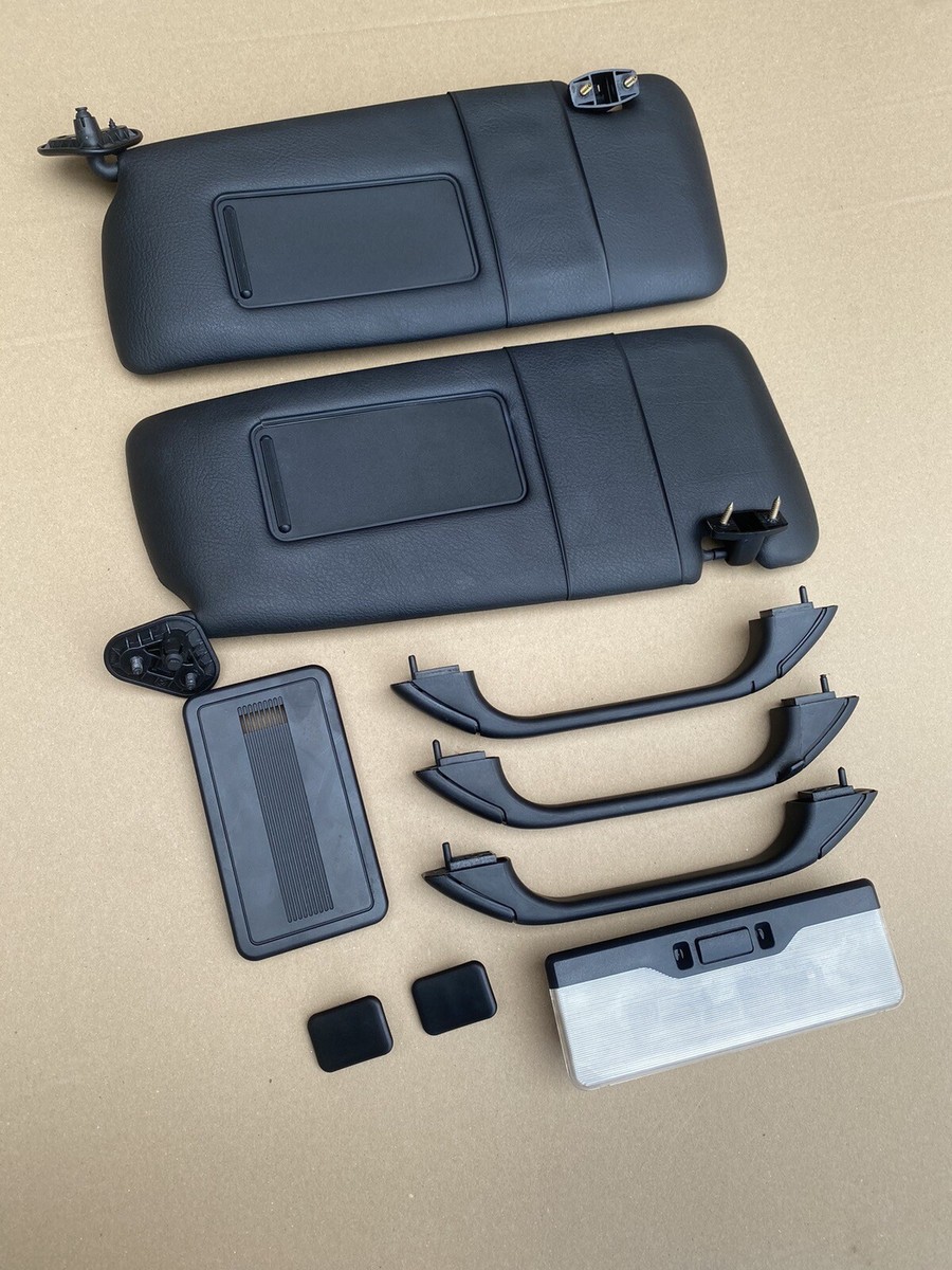 BMW E46 M3 Genuine Black Headliner Leather Sunvisors Light Grab