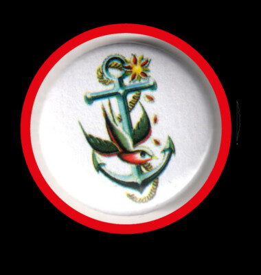 Anker mit Schwalbe ''BUTTON'' Oldschool/Tattoo/Love/Alte Schule/Seemann/Sailor