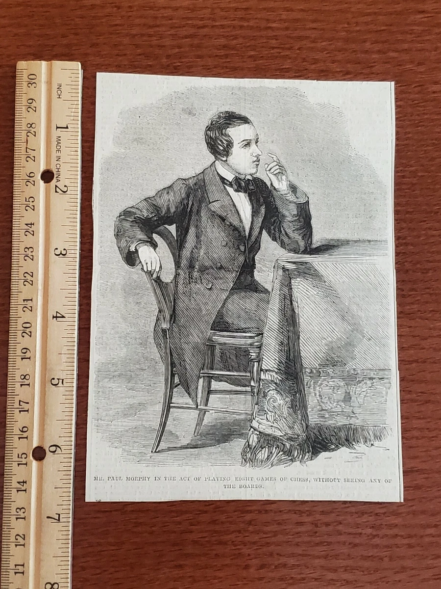 Harper's Weekly 1858 Sketch Print PAUL MORPHY THE CHESS CHAMPION