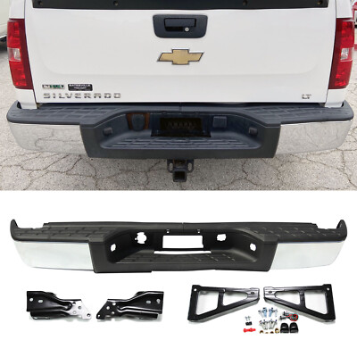 Chrome Rear Bumper For 2007-2013 Silverado Sierra 1500 No Parking Sensor Holes