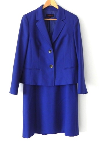 ESCADA 100% Wool Royal Blue 2 Button Blazer/Short Sleeve Dress Size 40(US M) - Picture 10 of 12