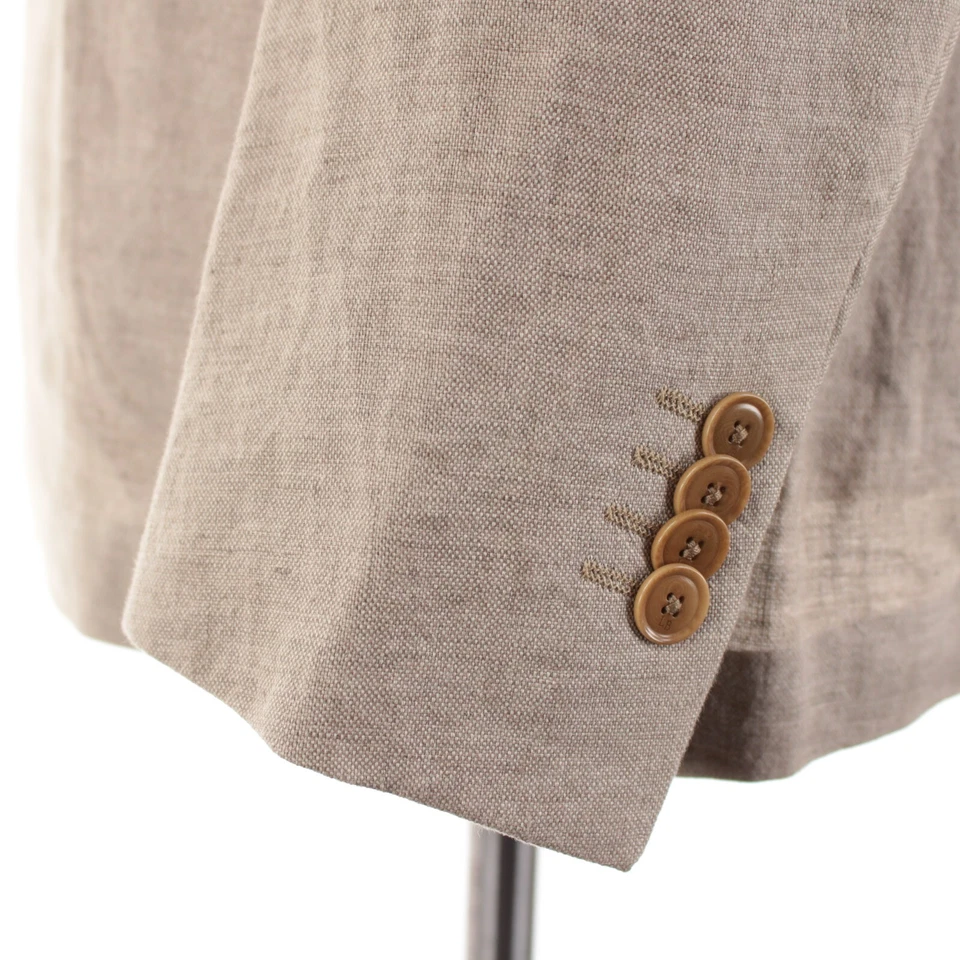 Abrigo Deportivo Luciano Barbera Nuevo con Etiquetas Lino Doble Pecho Talla 50 (40 EE. UU.) en Beige Foto 3 de 4