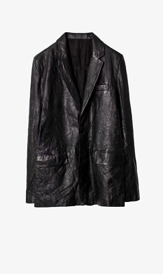 Zadig & Voltaire Valfried Crinkle Leather Blazer Unisex Jacket