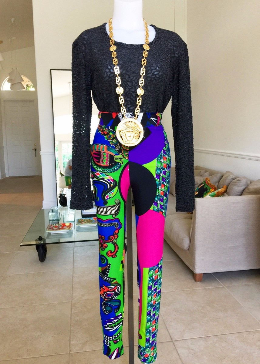 GIANNI VERSACE iconic Vogue printed high waisted leggings Pop Art