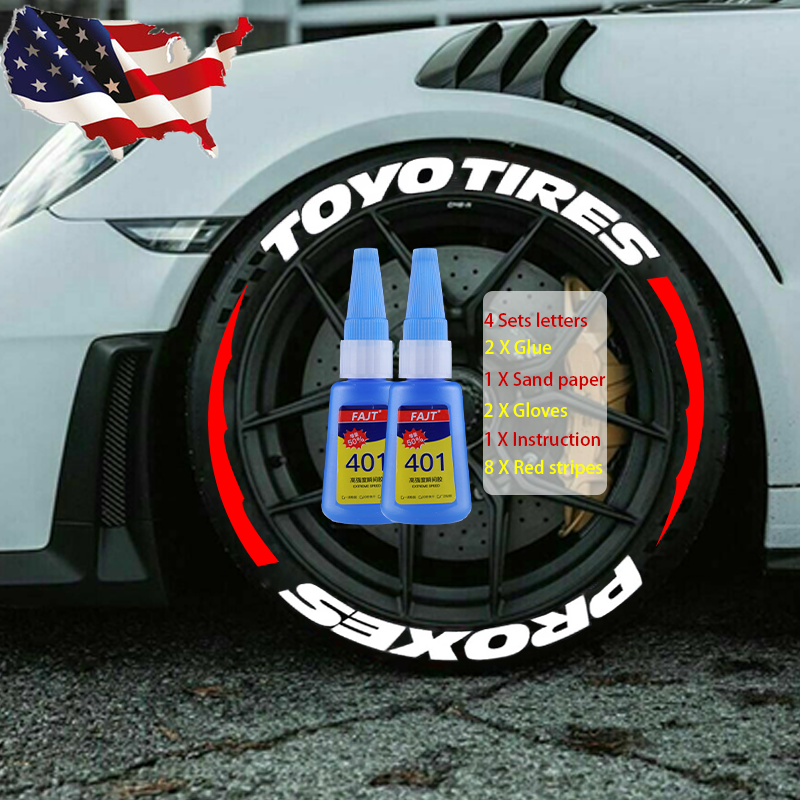 TOYO TIRES PROXES Tire Letters Sticker 1.20'' With 8 Pcs Red