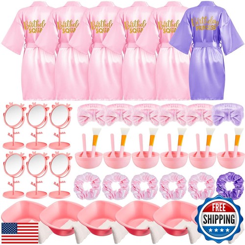 JenPen 6 Set Girls Spa Party Favors Kids Robes and Accessories Kit Party Supp
