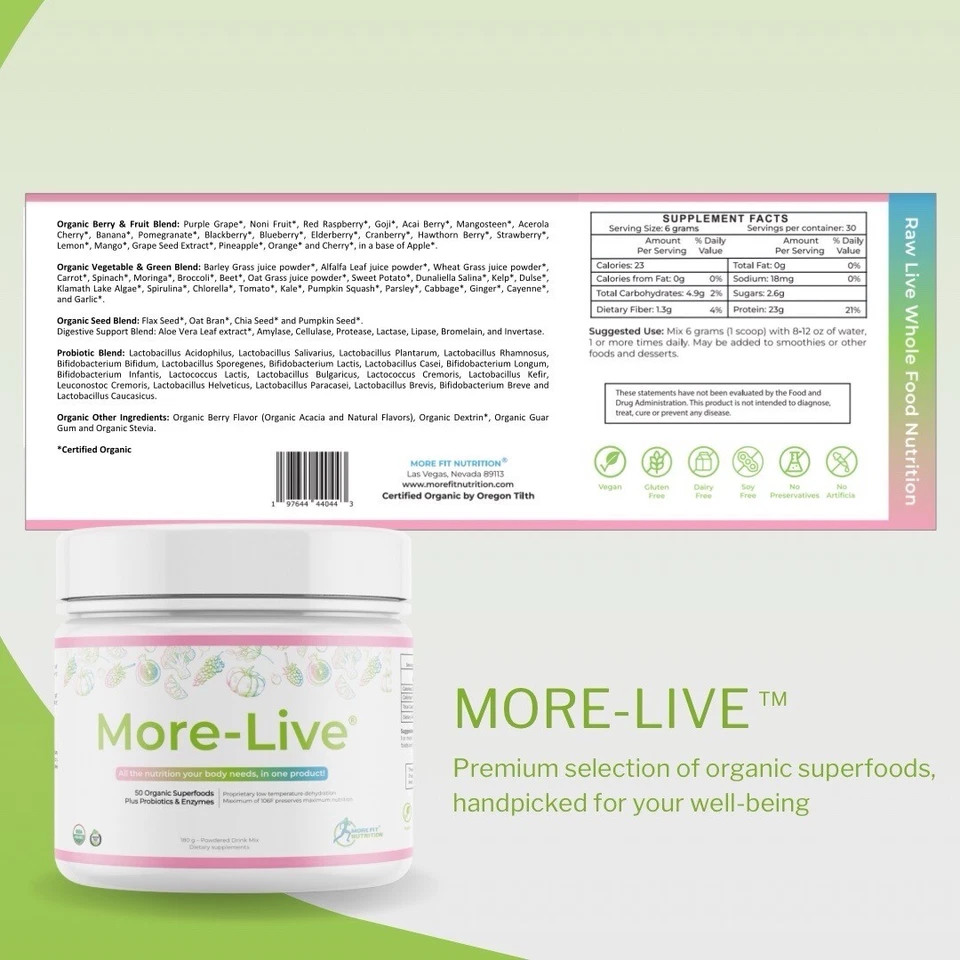 Nutrición esencial diaria: producto de salud con 50+ superalimentos, orgánico certificado Foto 3 de 4