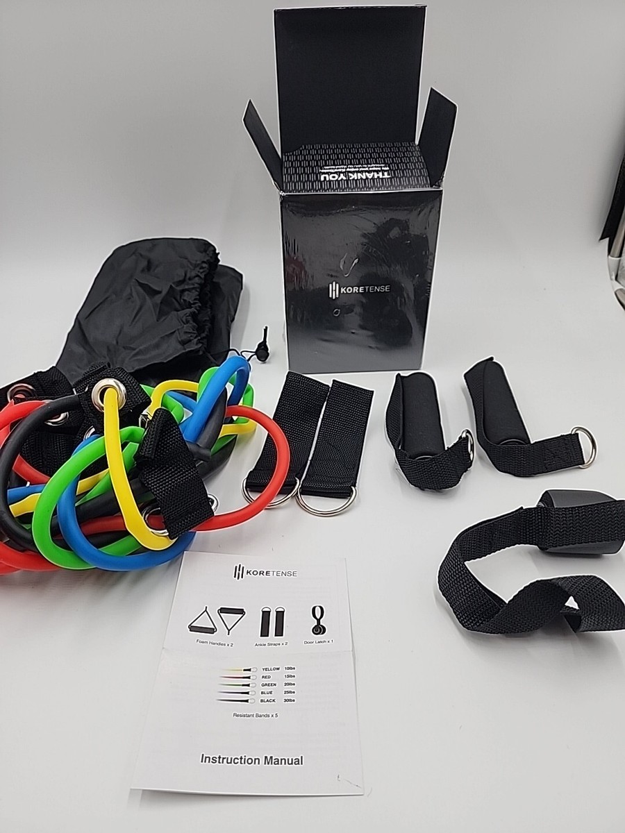 KoreTense Workout Bands Set Handles/Door Latch Resistance Bands x5 Open Box