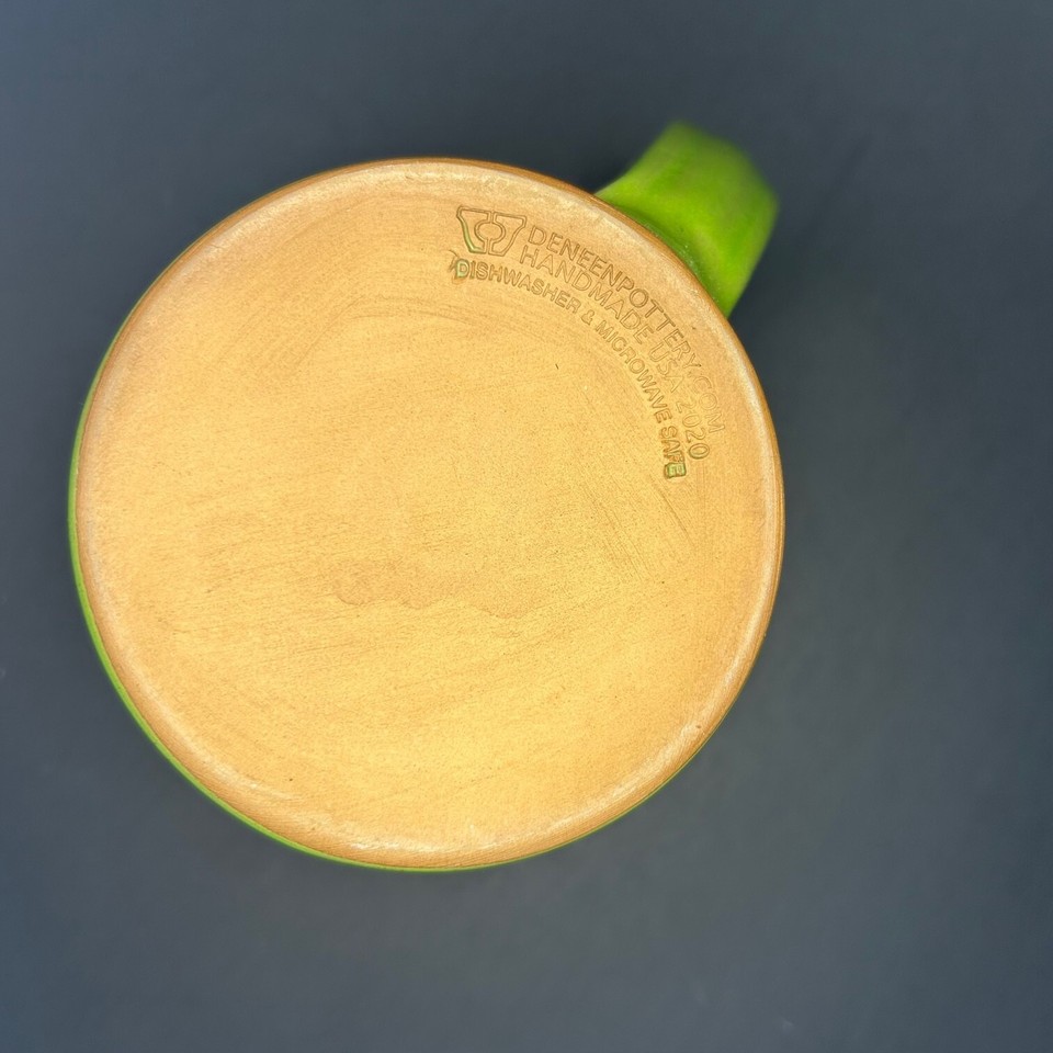 Deneen Pottery Lime Green Drip Coffee Mug Another Broken Egg Cafe