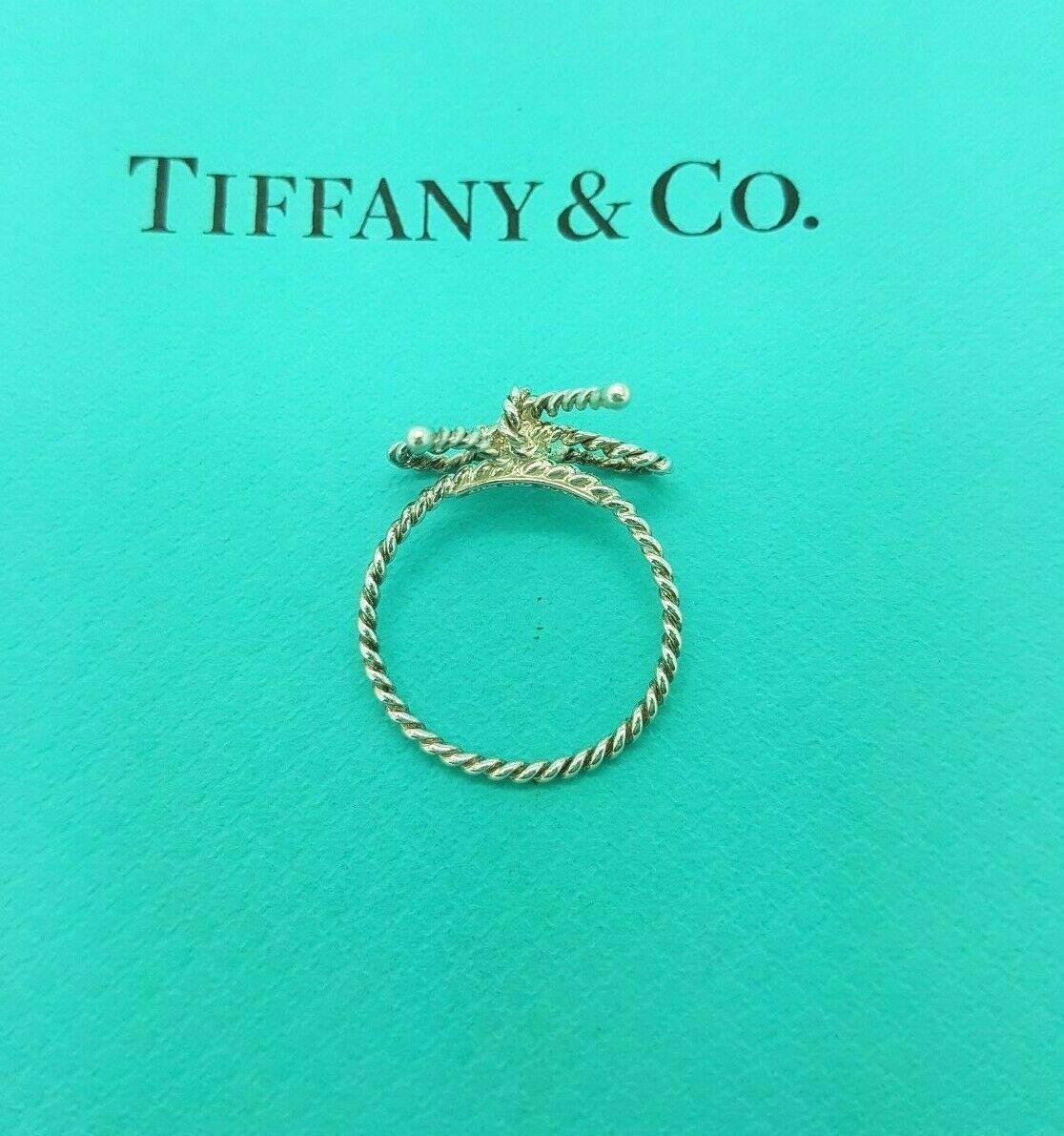 Tiffany & Co RARE Silver Twist Bow Ribbon Italy Ring size O