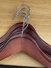 5 Pc. Lot Vintage Wood Clothes Hangers, nonslip trouser rod, touch of luxury