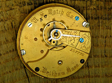 Antique U.S. Watch Co of Waltham 18 size 7 jewel gilded pocket watch movement OF