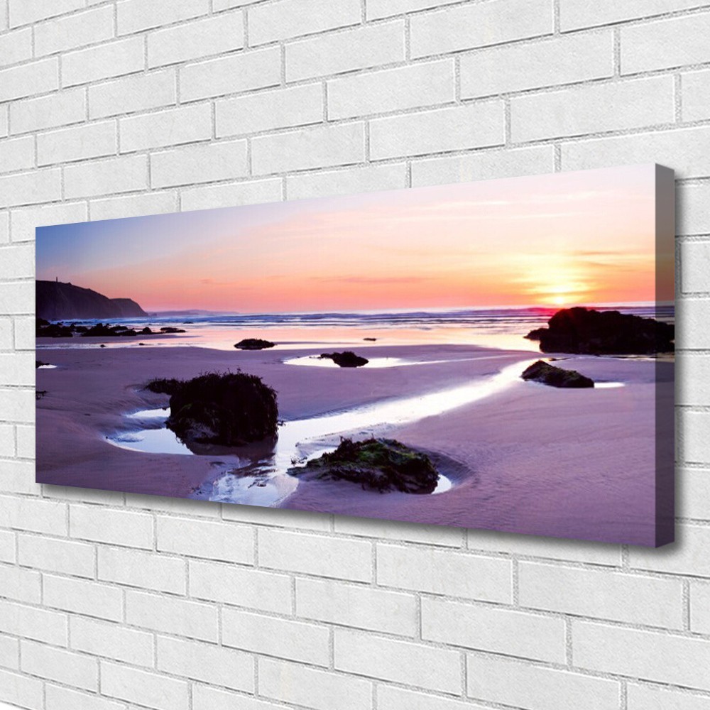 Tableaux paysage plage impression sur toile 125x50 cm panoramique marine