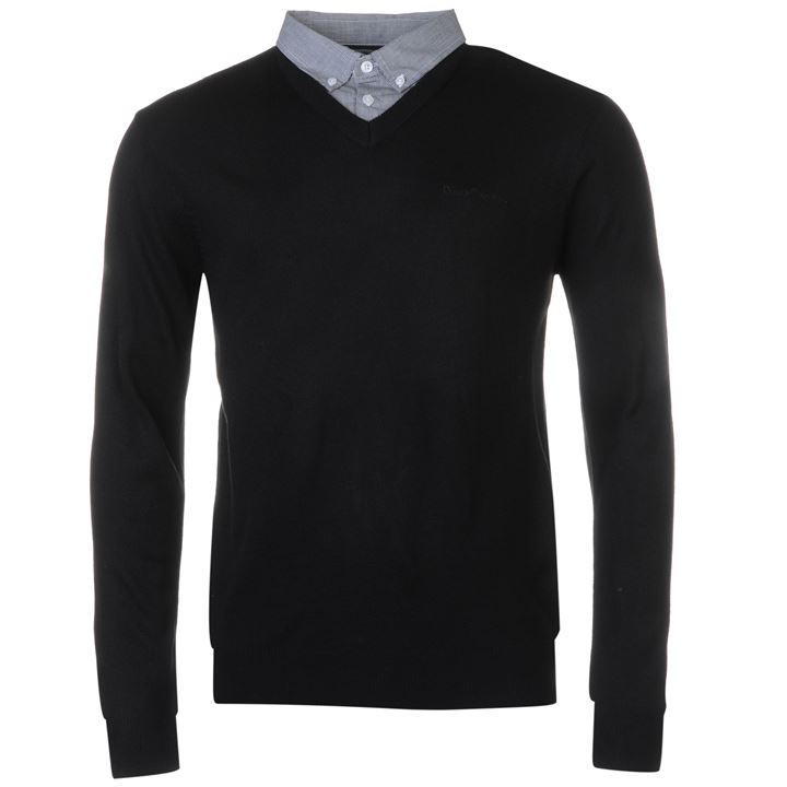 Pullover mit eingenähtem hemd herren Clearance