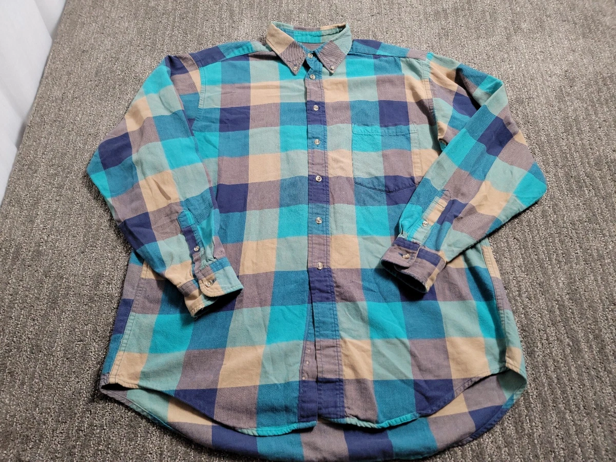 Ruff Hewn Men Shirt Medium Multicolor Classic Made in USA Check Work Western