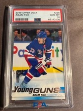UD 2019-20 ADAM FOX YOUNG GUNS PSA 10 RANGERS NEW YORK YG ROOKIE RC #228
