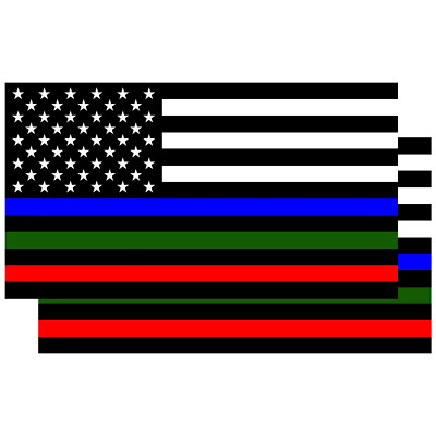 2x Blue Green Red Lives Matter Sticker 5x3'' Police Military Firefighter Decal 