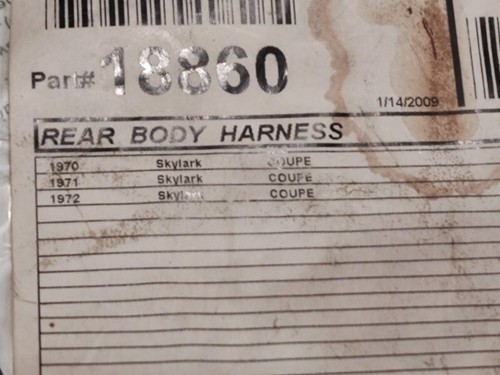 1970 1971 1972 Buick GS Skylark GSX Rear Light Intermediate Wiring Harness 18860 - Picture 2 of 2