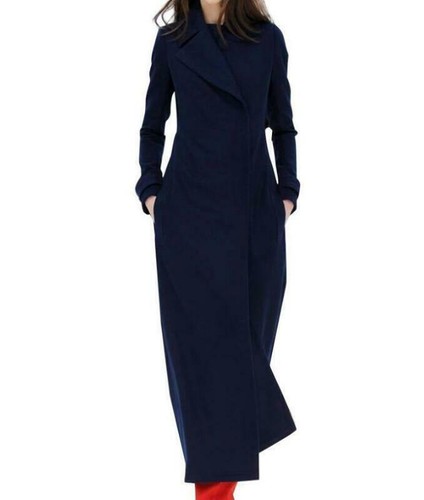 Damen Trenchcoats Formell Slim Fit Lange Jacken Revers Elegant Mode Retro - Bild 2 von 10