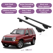 ERKUL Roof Rack Cross Bars for Jeep Liberty 2002-2007 for Raised Rails - Black