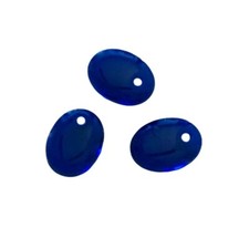 50 Czech Bohemian Glass Cobalt Blue 6x9mm Flat Oval Charm Bead Drop Beads