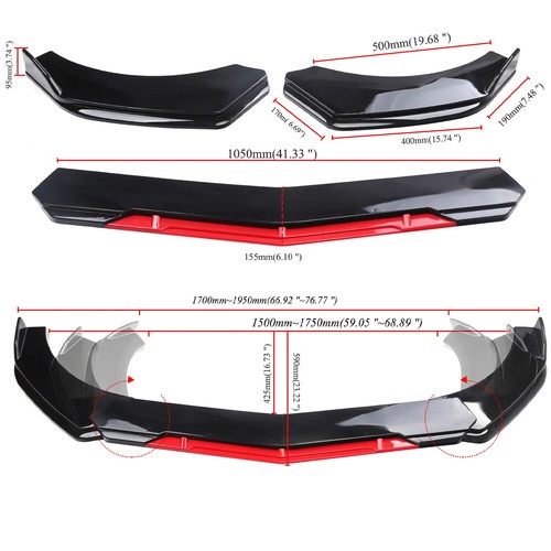 Front Bumper Lip Splitter Spoiler + Strut Rods for Honda Civic SI Sedan Coupe - Picture 2 of 20