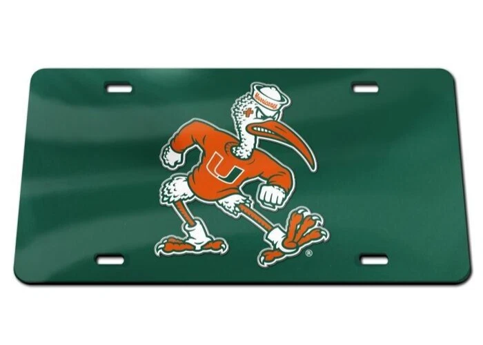 Plaque D'immatriculation Avant NCAA Miami Hurricanes - Wincraft - 12"x6" Argent