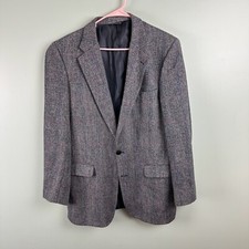 Burberrys' Vintage Tweed Gray Scottish Wool Sports Coat Blazer Jacket Men's LG