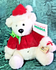 Teddy Bear w Santa Hat w/ Rubber Stamp 8" 1980 All Night Media To / From Gift