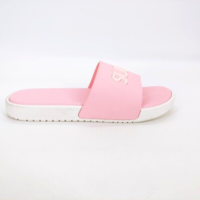 Womens Sun Shine Molded Synthetic Wide Band Slide Sandals Pink EUR 38-39