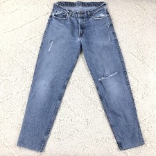 Vintage 80s 90s Levis Distressed Tapered Denim Jeans Mens 32x32 Made USA