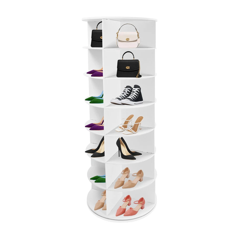 Rotating Shoe Rack Tower 7 Tier Organizer, Revolving 360 White Shoe Rack Storage - Image 2 of 4