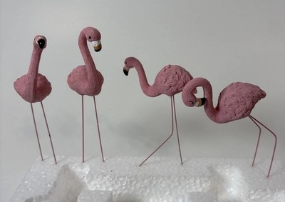 Miniature Flamingo Picks 4 Pack Fairy Plant Pot Accessories Pink Miniature