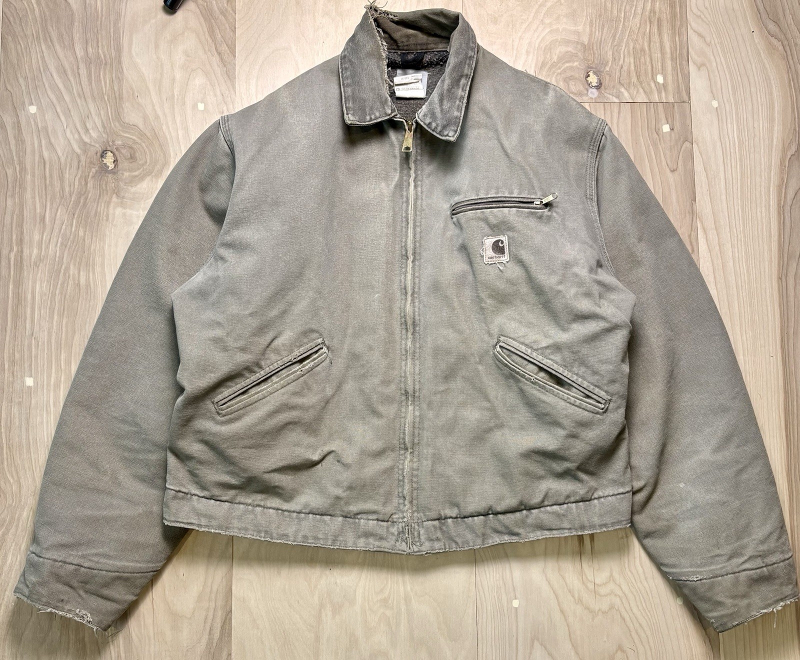 Vintage J97 DES Carhartt Detroit Jacket Size Large Faded Worn In Blanket Lined