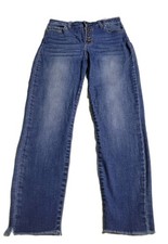 Cello High Waist Jeans Womens Stretch Raw Hem Skinny Button Size 7 Flaw