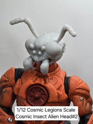3d Printed COSMIC INSECT ALIEN HEAD #2 Head 1.0 Scale COSMIC Legions 1/12 figure