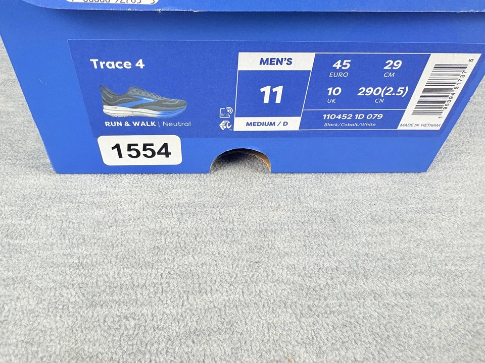 Zapatillas Brooks Trace 4 Para Hombre 11 Negro Azul Blanco Correr Caminar Cómodas Foto 3 de 4